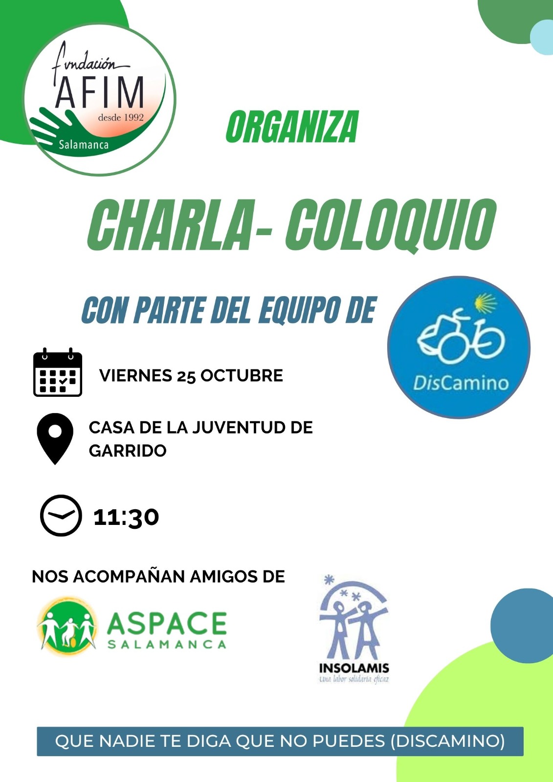  Fundación AFIM Salamanca organiza una charla-coloquio con DisCamino